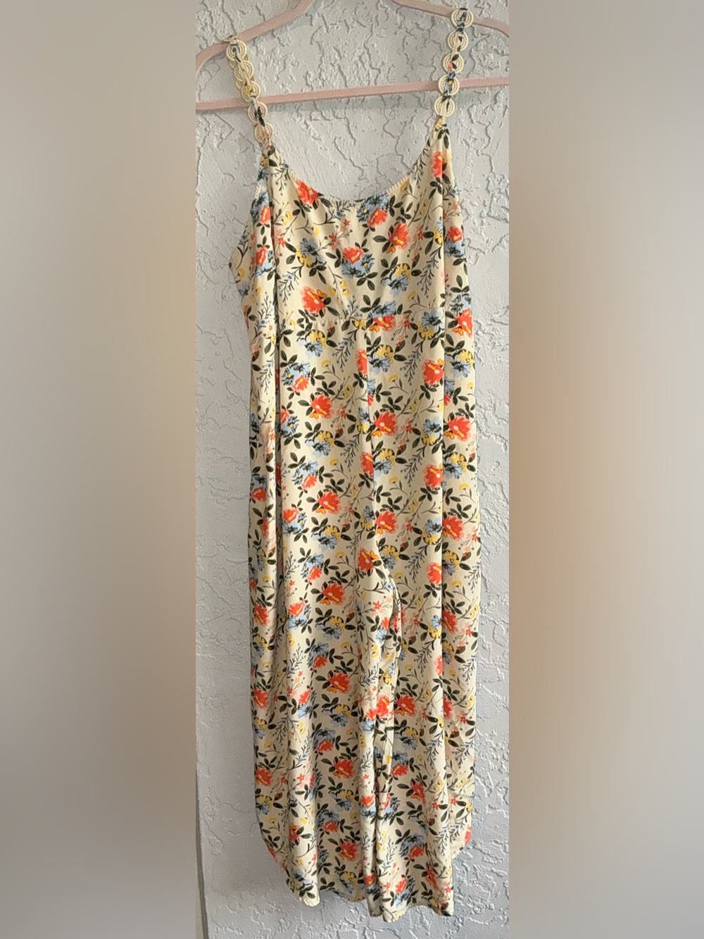 Cato Floral Romper in Cream with Coral & Blue Blooms